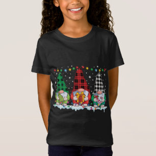 Christmas Gnomes Buffalo Plaid Red White Green Xma T-Shirt
