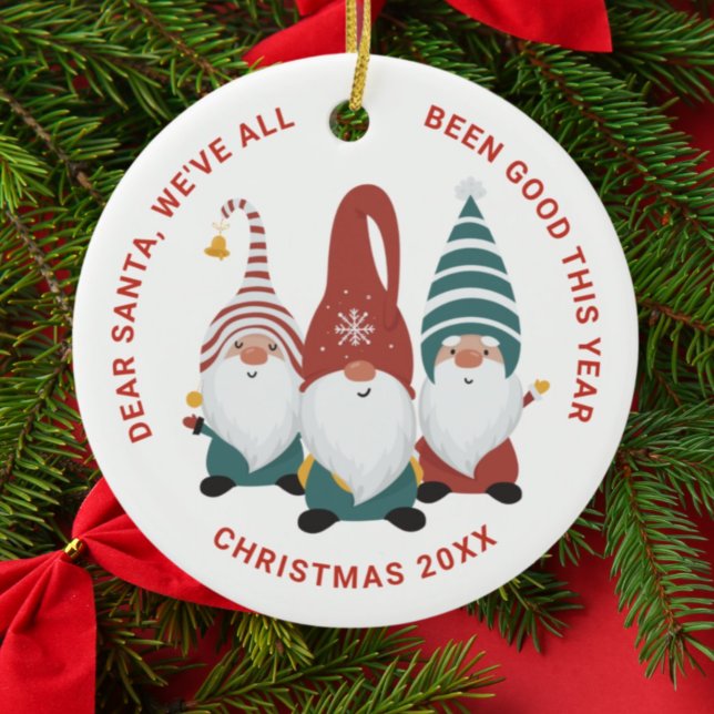 Christmas Gnomes Cute Funny Holiday Ceramic Tree Decoration (Creator Uploaded)