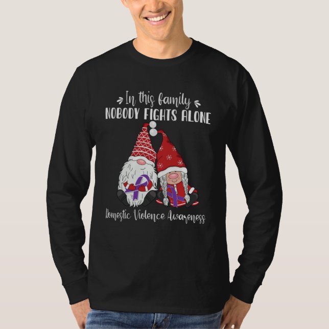 Christmas Gnomes Domestic Violence Awareness T-Shirt (Front)