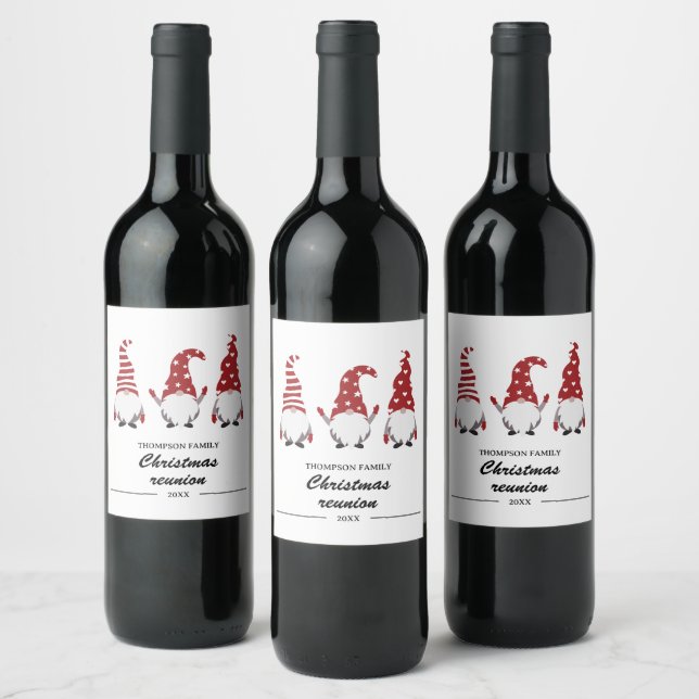 Christmas Gnomes Family Reunion Wine Label (Bottles)