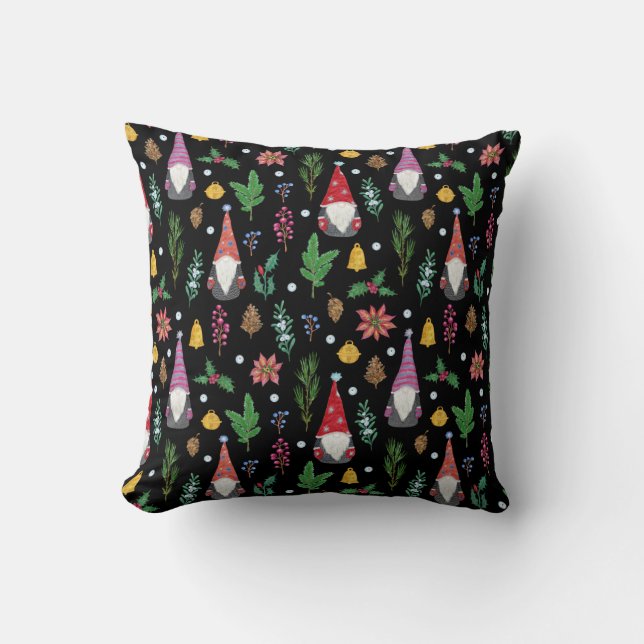 Christmas Gnomes: Festive Seamless Pattern Cushion (Front)