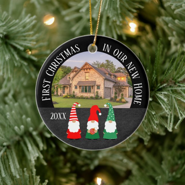Christmas Gnomes First Christmas in Our New Home Ceramic Tree Decoration (Tree)