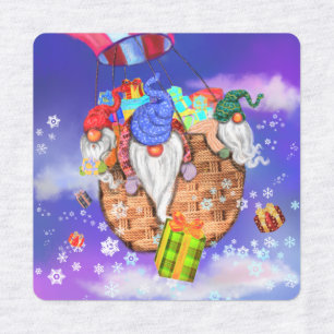 Christmas Gnomes Flying A Balloon and Gives Gifts