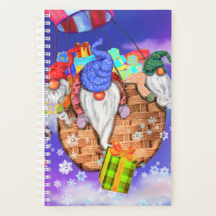 Christmas Gnomes Flying A Balloon and Gives Gifts  Planner