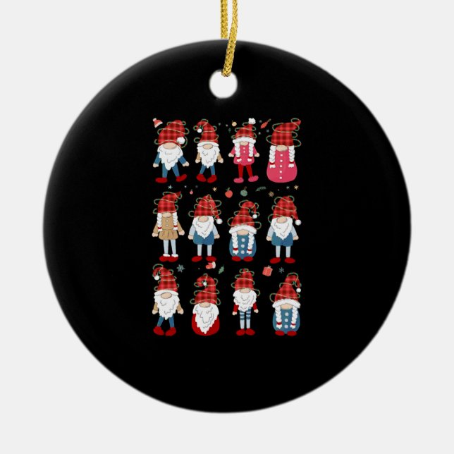 Christmas Gnomes Funny Xmas Gnome Ceramic Tree Decoration (Front)