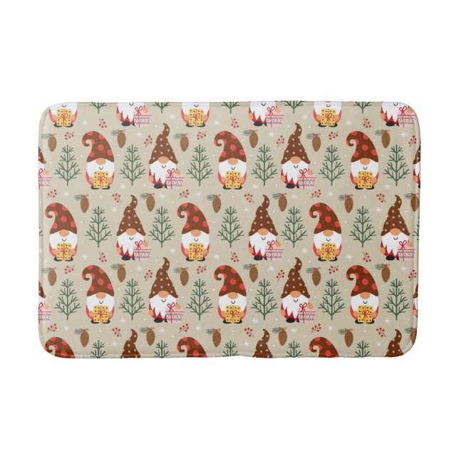 Christmas Gnomes Gift Pattern Bath Mat (Front)