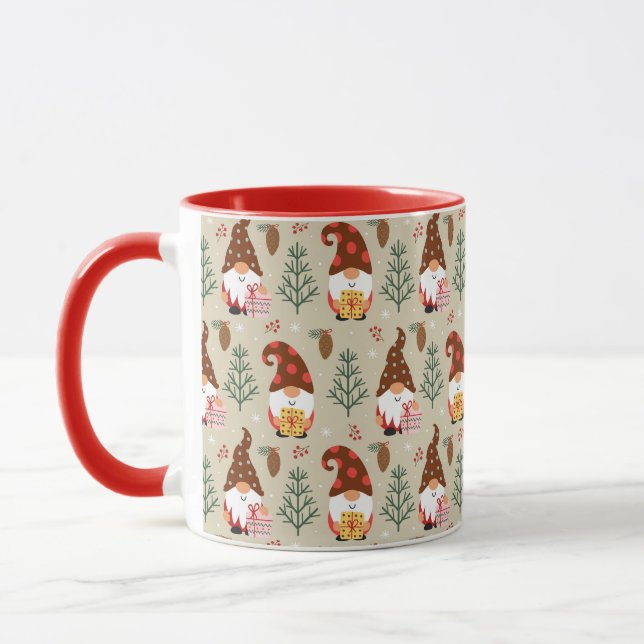 Christmas Gnomes Gift Pattern Mug (Left)