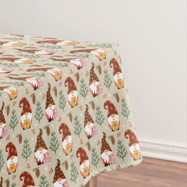 Christmas Gnomes Gift Pattern Tablecloth (In Situ)