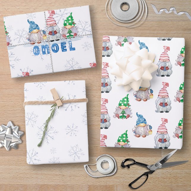 Christmas Gnomes GNOEL Winter Snowflake Wrapping Paper Sheet (Creator Uploaded)