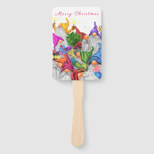 Christmas Gnomes Hand Fan Gift Celabration