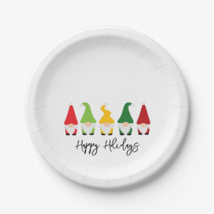 Christmas Gnomes Happy Holidays Festive Holiday Paper Plate