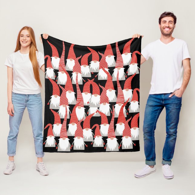 Christmas Gnomes Holiday Elves Cute Seasonal Xmas Fleece Blanket (In Situ)