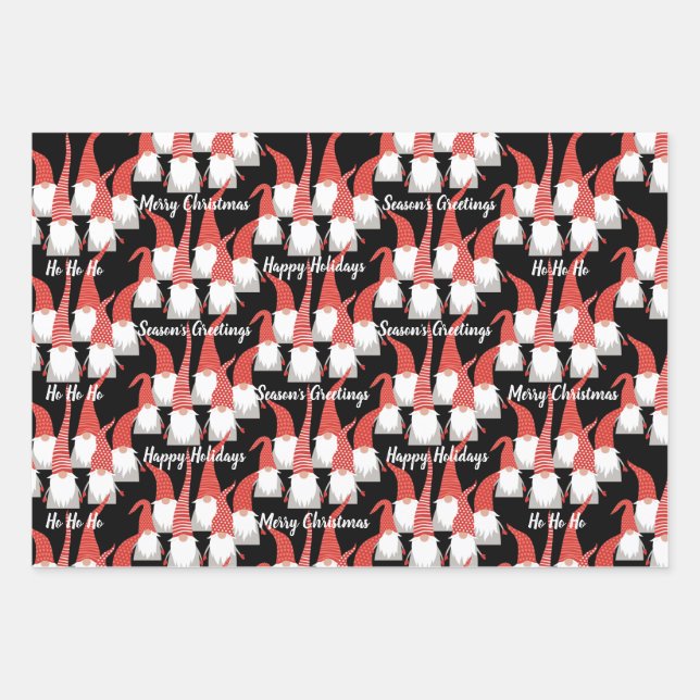 Christmas Gnomes Holiday Elves Cute Seasonal Xmas Wrapping Paper Sheet (Front)