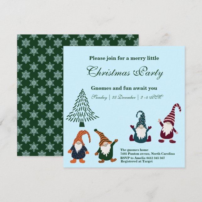Christmas Gnomes Holiday Party Invitation (Front/Back)
