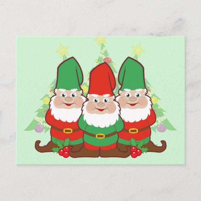 Christmas Gnomes Holiday Postcard (Front)