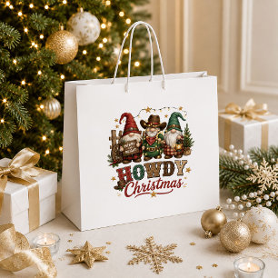 Christmas gnomes howdy western gift bag
