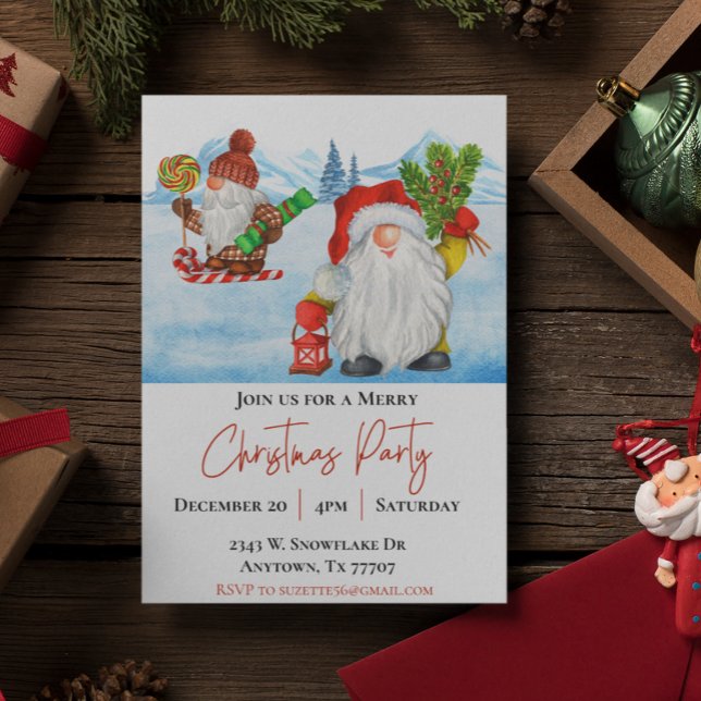 Christmas Gnomes Merry party  Invitation (Creator Uploaded)