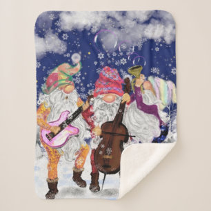 Christmas Gnomes Music Band Baby Sherpa Blanket