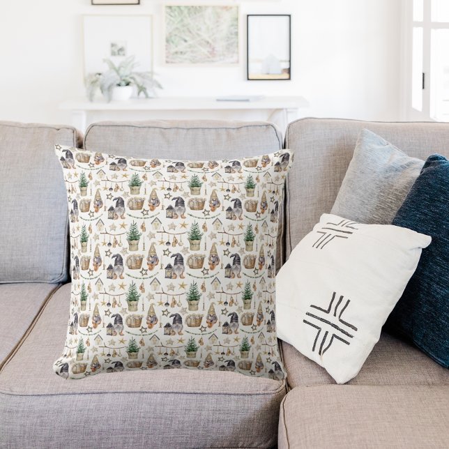 Christmas gnomes nordic farmhouse style cushion (Creator Uploaded)