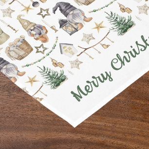 Christmas gnomes nordic farmhouse style short table runner