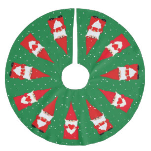 Christmas Gnomes on Green Brushed Polyester Tree S Brushed Polyester Tree Skirt