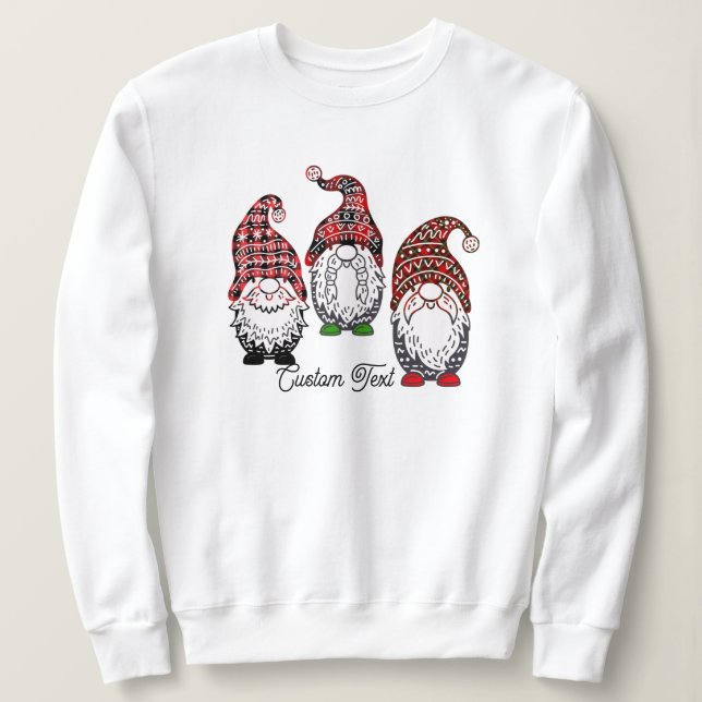 Christmas Gnomes Pun Graphic Plaid Pattern Funny Sweatshirt (Design Front)