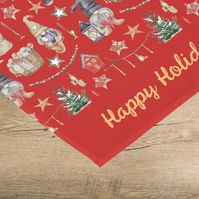 Christmas gnomes red nordic farmhouse style short table runner (Creator Uploaded)