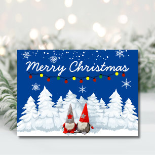 Christmas Gnomes Snowy Woods Holiday Card