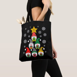 Christmas Gnomes Tree Star Gifts Snowflakes Xmas Tote Bag