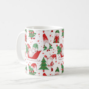 Christmas Gnomes & Trees All-Over Pattern Coffee Mug