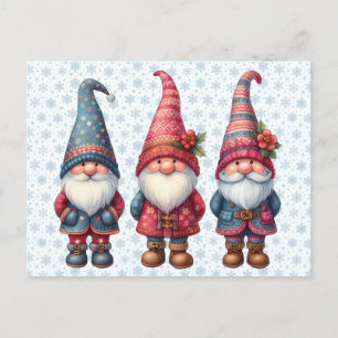Christmas Gnomes Trio Postcard