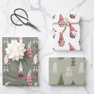Christmas Gnomes Trolls Wrapping Paper Sheet