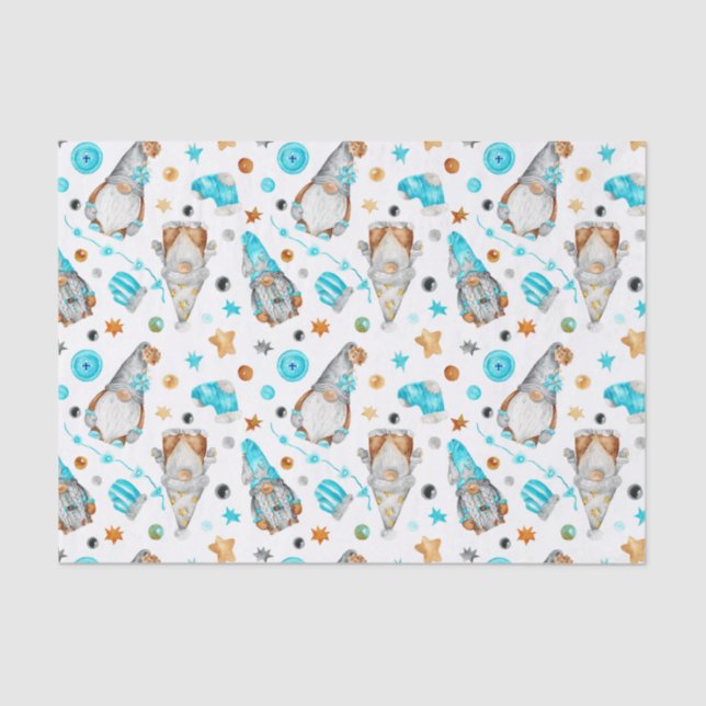 Christmas Gnomes with Cute Rustic Decorations  Tissue Paper (Front)