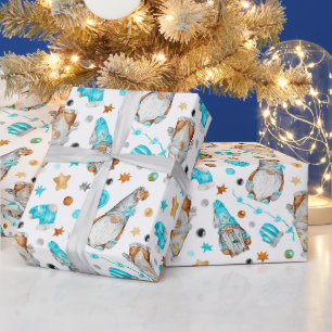 Christmas Gnomes with Cute Rustic Decorations Wrapping Paper