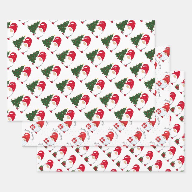 Christmas Gnomes Wrapping Paper Sheets (Set)