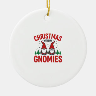 Christmas Gnomies Holiday Gnome Design Ceramic Tree Decoration