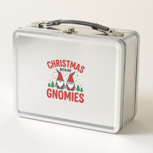 Christmas Gnomies Holiday Gnome Design Metal Lunch Box