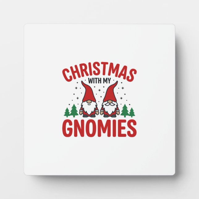 Christmas Gnomies Holiday Gnome Design Plaque (Front)