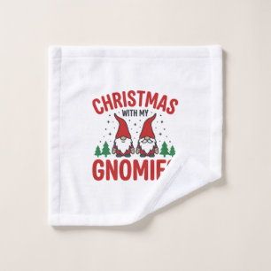 Christmas Gnomies Holiday Gnome Design Wash Cloth