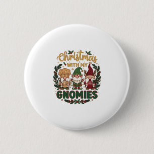 Christmas Gnomies String Lights Candy Cane 6 Cm Round Badge