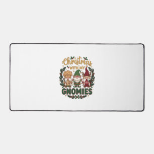Christmas Gnomies String Lights Candy Cane Desk Mat