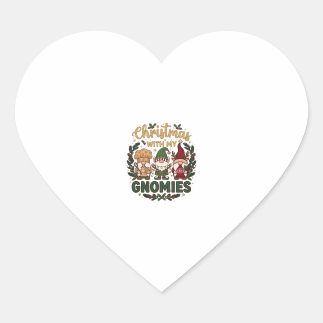 Christmas Gnomies String Lights Candy Cane Heart Sticker (Front)