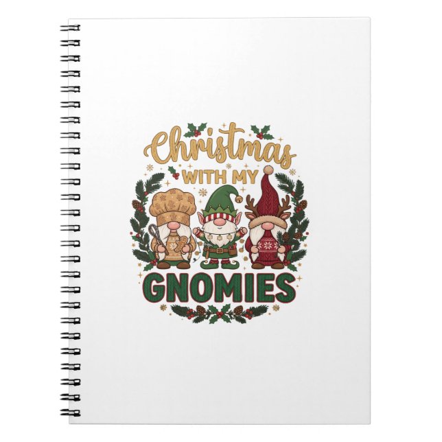 Christmas Gnomies String Lights Candy Cane Notebook (Front)