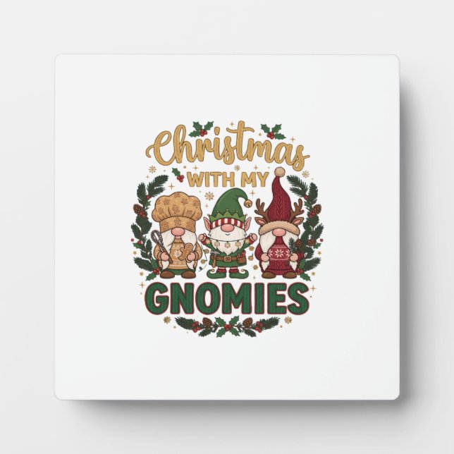 Christmas Gnomies String Lights Candy Cane Plaque (Front)