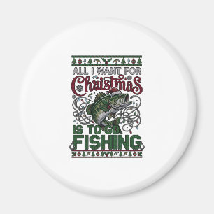 Christmas Go Fishing Fish Santa Hat Lights Magnet