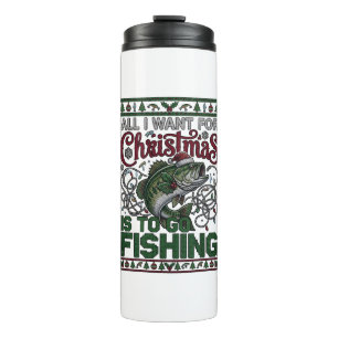 Christmas Go Fishing Fish Santa Hat Lights Thermal Tumbler