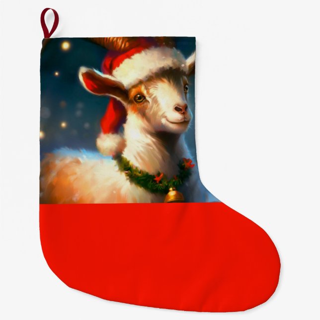 Christmas Goat 2 Large Christmas Stocking (Front)