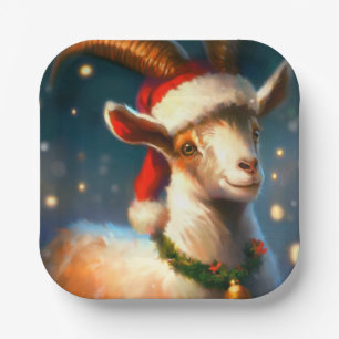 Christmas Goat 2 Paper Plate