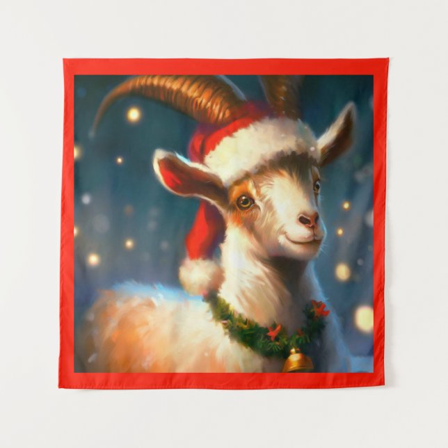 Christmas Goat 2 Tapestry (Front)