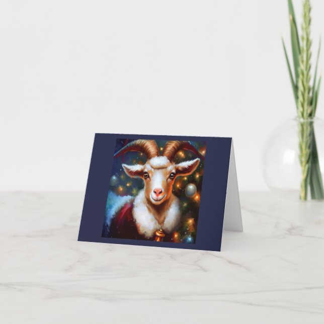 Christmas Goat 4 Holiday Card (Front)